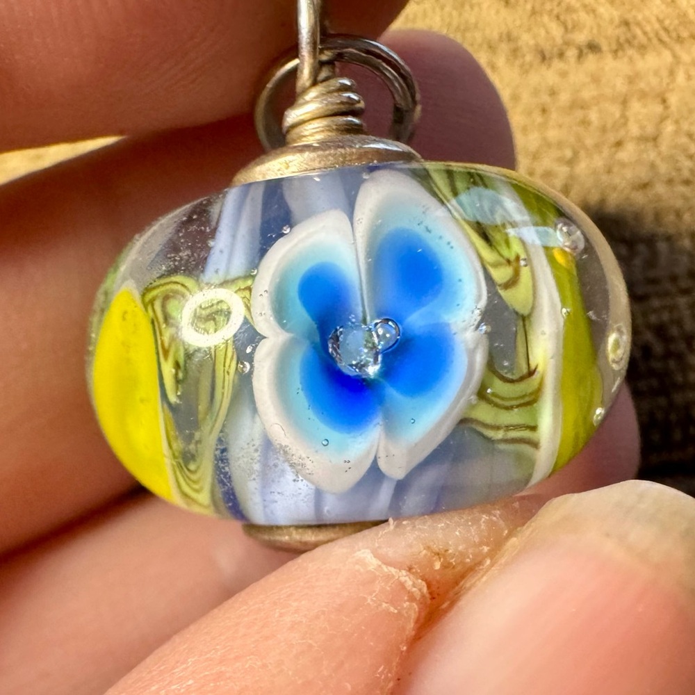 Handcrafted Murano and CZ Bead.